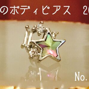 67:ボディピアス ピアス レインボーストーン 星ピアス 20G 1個販売