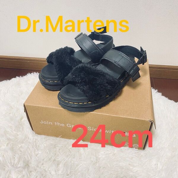 Dr.Martens サンダル 厚底 ブラック 24cm相当 ファー 黒 シューズ スポーツサンダル スポサン