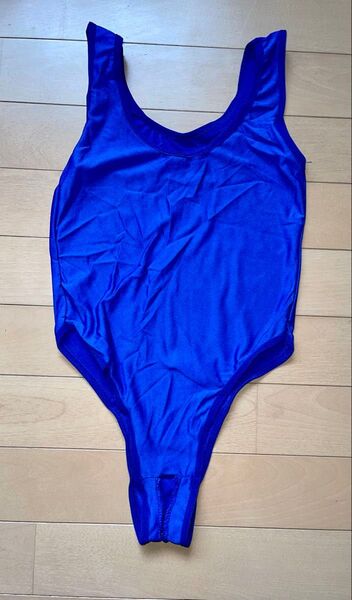 セクシーコスプレショルダーハイレグレオタードオープンクロッチ 競泳水着 ネイビー 紺色 女子ポールダンス衣装ナイトプレイ水着