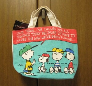 *新品*SNOOPY*ミニトートバッグ*マチ付コットン*PEANUTS*ディスカッション*スヌーピー*