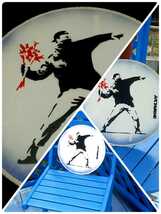 Banksy(バンクシー)の超小型ロードサイン『Flower Thrower』道路標識。2009年頃イギリスのCardiffで発見されたロードサインです■dismaland_画像10