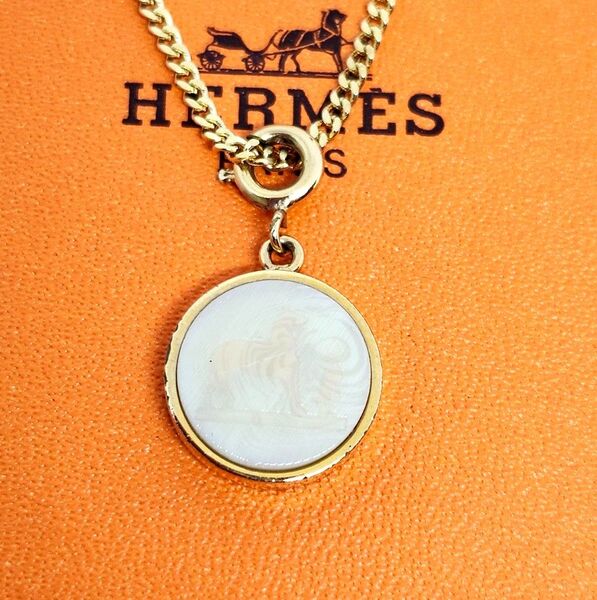 高級 希少 HERMES エルメス Hermes コロゾ セリエ コイン ネックレス アクセサリー ペンダント トップ ゴールド