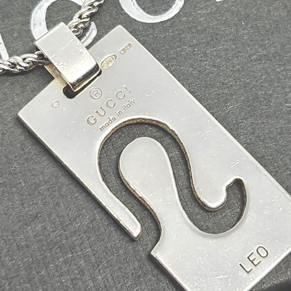 GUCCI グッチ シルバー ペンダントトップ ネックレス SV925 星座 プレート 獅子座 星座 メンズ レディース ヘッド