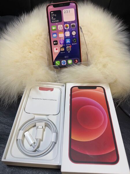 iPhone 12mini 128GB レッド 国内版 SIM フリー バッテリー大容量100%「美品」