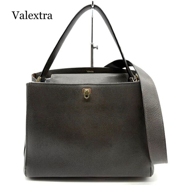 Valextra ショルダーバッグ 2way ブレラ レザー ダークグレー