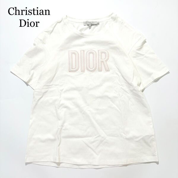 【未使用級】Christian Dior Tシャツ 半袖 アイボリー ロゴ ラメ