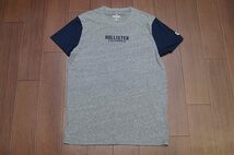 Hollister ホリスター 刺繍ロゴ 袖切替 Tシャツ 半袖/S/グレー×ネイビー/メンズ アバクロ カットソー バイカラー a&f_画像2