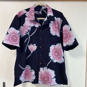 浴衣 アロハシャツ シャツ 梅 リメイク ハンドメイド