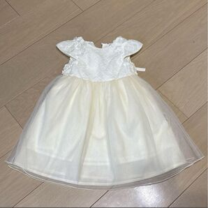 petit main 100cm お花レースチュールワンピース