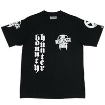 稀少■BOUNTY×HUNTER(バウンティーハンター) スカル ドクロ スタジャン ロゴ 半袖Tシャツ 黒白 ブラック L_画像2