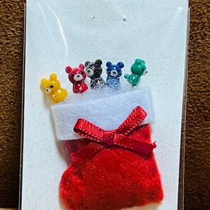 カラフルなクマちゃん付きまち針5本 クリスマス 靴下 裁縫 プレゼント