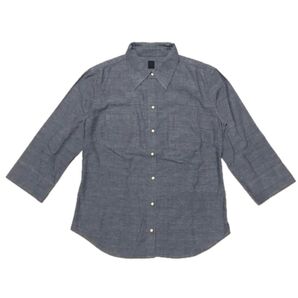 【美品】Amherst アムハースト ダイヤドットシャツ 日本製 シャンブレー F ブラウス 8分袖 総柄 きれいめカジュアル