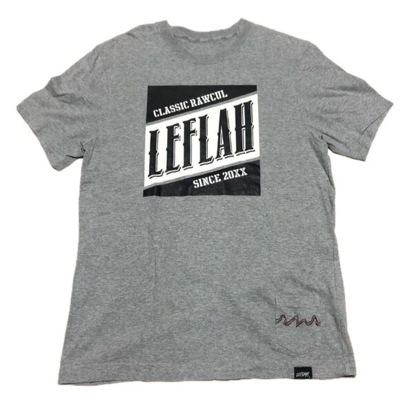 【極美品】LEFLAH レフラー ボックスロゴTシャツ 半袖 カットソー 両面プリント M グレー ミニポケWANIMA ワニマ