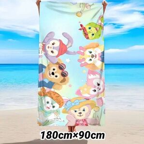 ダッフィーアンドフレンズ ビーチタオル 大判タオル 180cm×90cm 海 ブルー系