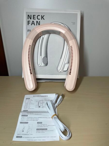 動作品 ネックファン 首掛け扇風機 冷却プレート付き ピンク