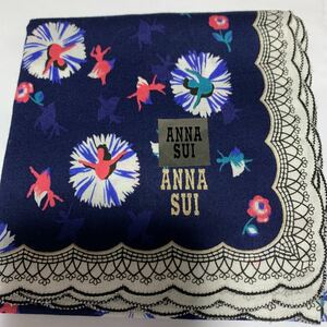 アナスイANNA SUI ハンカチ ネイビー バレリーナ スカラップ 未使用A