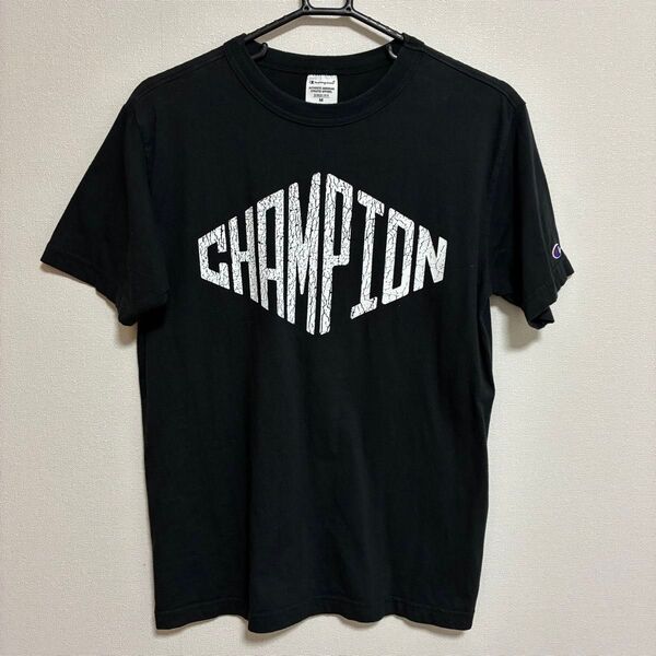 チャンピオン champion オーセンティック Tシャツ 半袖 黒 クルーネック ポケット ブラック M ロゴ プリント