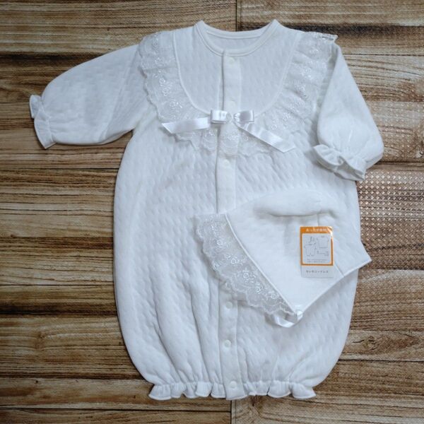 新品 未使用 新生児 長袖 セレモニードレス 男の子 女の子 冬 白 50-60