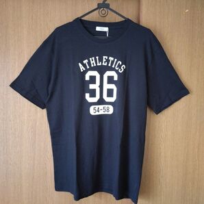 ★★新品 未使用 英字 プリント トップス 半袖 Tシャツ メンズ LL 黒色