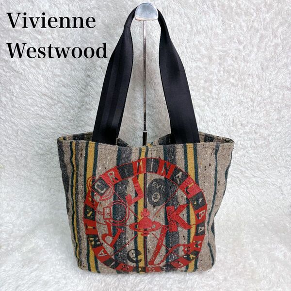 美品 Vivienne Westwood トートバッグ コットン 総柄 オーブ トートバッグ ハンドバッグ
