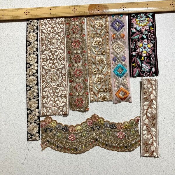 NO.123 インド刺繍リボン ハギレセット お得