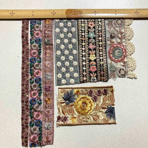 NO.125 インド刺繍リボン ハギレセット お得