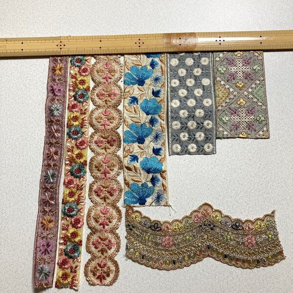 NO.127 インド刺繍リボン ハギレセット お得
