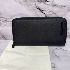 (美品)大人気、アルマーニ、長財布、ジッピーオーガナイザー、オールレザー、高級感、ラウンドファスナー、ロングウォレット、プレゼント