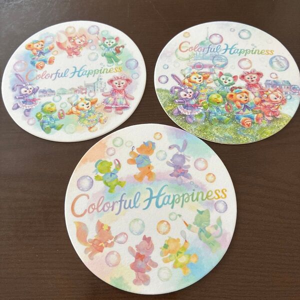 コースター3枚セット 東京ディズニーシーダッフィーアンドフレンズカラフルハピネス