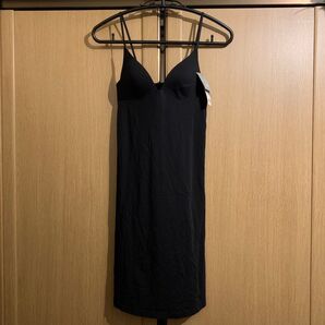 送料無料◆新品タグ付き UNIQLO エアリズム コットン プラスリップ+◆レディースS黒ブラック キャミソール キャミワンピース