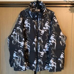 送料無料◆新品同様品 GLIMCLAP ダウンジャケット◆メンズL黒 総柄アウター フェザー ブルゾン グリムクラップCAMBIO