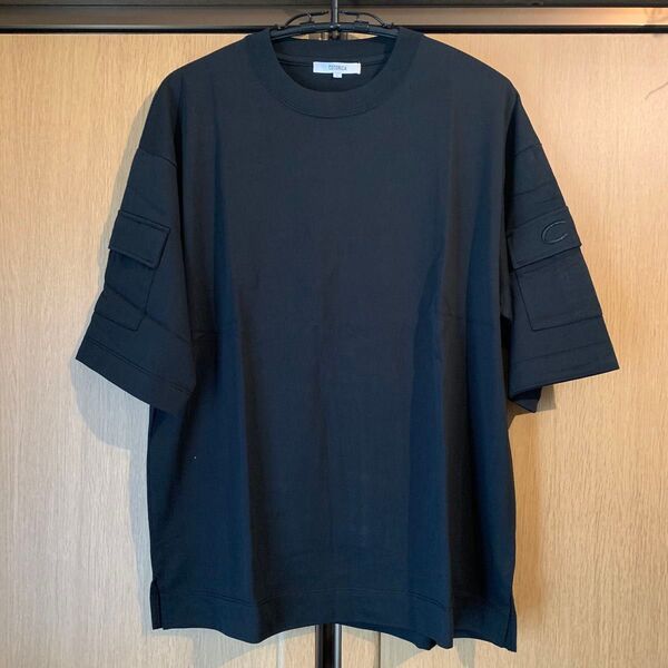 送料無料◆新品 COTORICA. 五分袖Tシャツ◆メンズL黒ブラック ポケット ポケT コトリカ 七分袖カットソー 半袖トップス