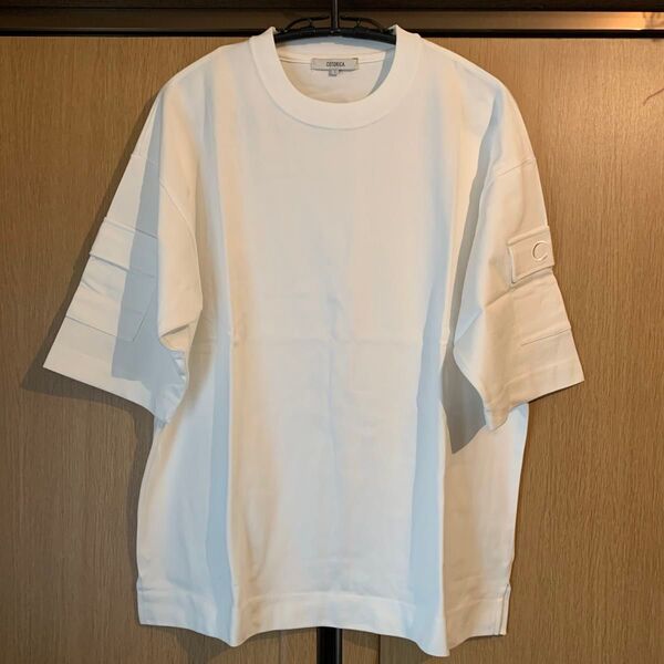 送料無料◆新品 COTORICA. 五分袖Tシャツ◆メンズL白ホワイト ポケット ポケT コトリカ 七分袖カットソー 半袖トップス