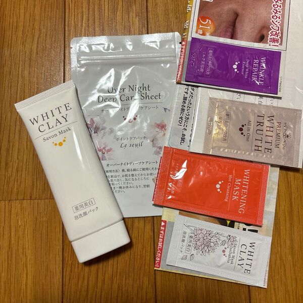 ルソイル ホワイトクレイ サボンマスク 薬用美白 泡洗顔パック 80g オーバーナイトディープケアシート28枚 サンプル4点
