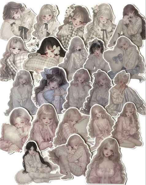 K-424-3 コラージュ素材 素材シート 女の子 おすそ分け