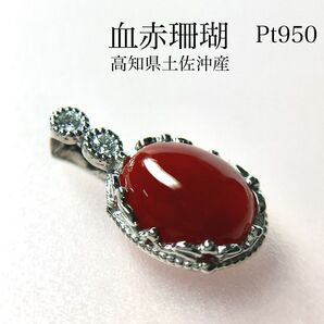 Pt950 血赤珊瑚 ティアラペンダント1.18ct