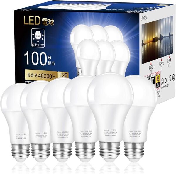 LED電球 e26口金 100W形相当 10.9W 昼光色 6500K 6個入
