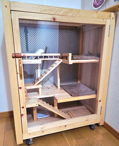 木製透明扉付き小動物ハウス 木製 小動物用