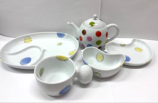 ②白山陶器 波佐見焼 プレート&カップ4点PiPi 子ども キッズとティーポット