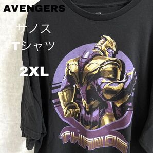 古着 MARVEL マーベル アベンジャーズ エンドゲーム 半袖Tシャツ 2XL サノス ビッグサイズ 黒 ブラック