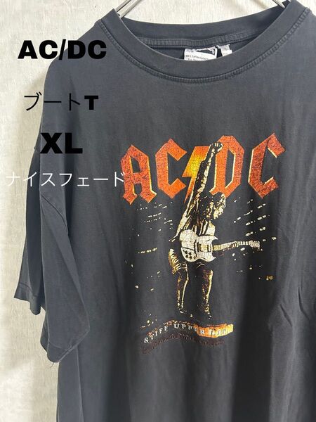 古着 AC/DC "STIFF UPPER LIP" tour tee XL 黒 半袖プリントTシャツ ヴィンテージ 半袖Tシャツ