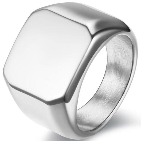 【大人気!】指輪 メンズ リング 印台 ステンレス シンプル 幅広 ファッション アクセサリー