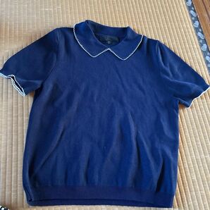 ZARA半袖ニット ネイビー