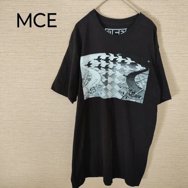 M.C.ESCHER Tシャツ 黒 マウリッツ・コルネリス・エッシャー アートプリント 騙し絵 ブラック メンズL〜LL 菅田将暉