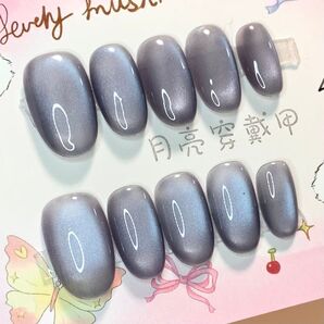 708 現品ネイルチップ Sサイズ 親指長さ19mm ハンドメイド ワンカラーマグネットうるツヤニュアンスちゅるんオフィス奥行き