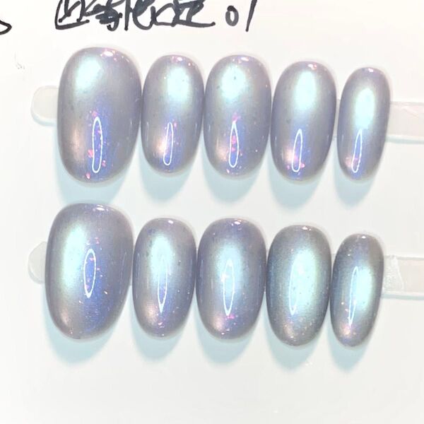 725 現品ネイルチップ Sサイズ 親指長さ19mm ハンドメイド ワンカラーマグネットうるツヤニュアンスちゅるんビー玉奥行き