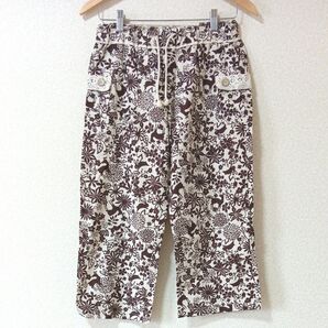 【未着用】 クロップドパンツ ズボン パンツ 《七分丈》 花柄 動物柄 ウエストゴム レディース ファッション
