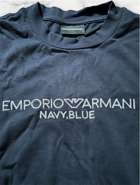 【EMPORIO ARMANI】 アルマーニ ロゴ長袖Tシャツ ブラック M