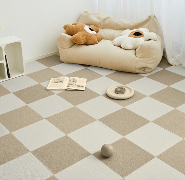 タイルカーペット ジョイントマット 吸着マット 30x30cm 40枚 滑り止め 床保護 防音 キャメルホワイト オフホワイト