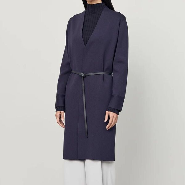 【美品/現行モデル】ソージュ ロングニットジャケット ネイビー フリー SOEJU ノーカラージャケット 紺色 手洗い可 長袖